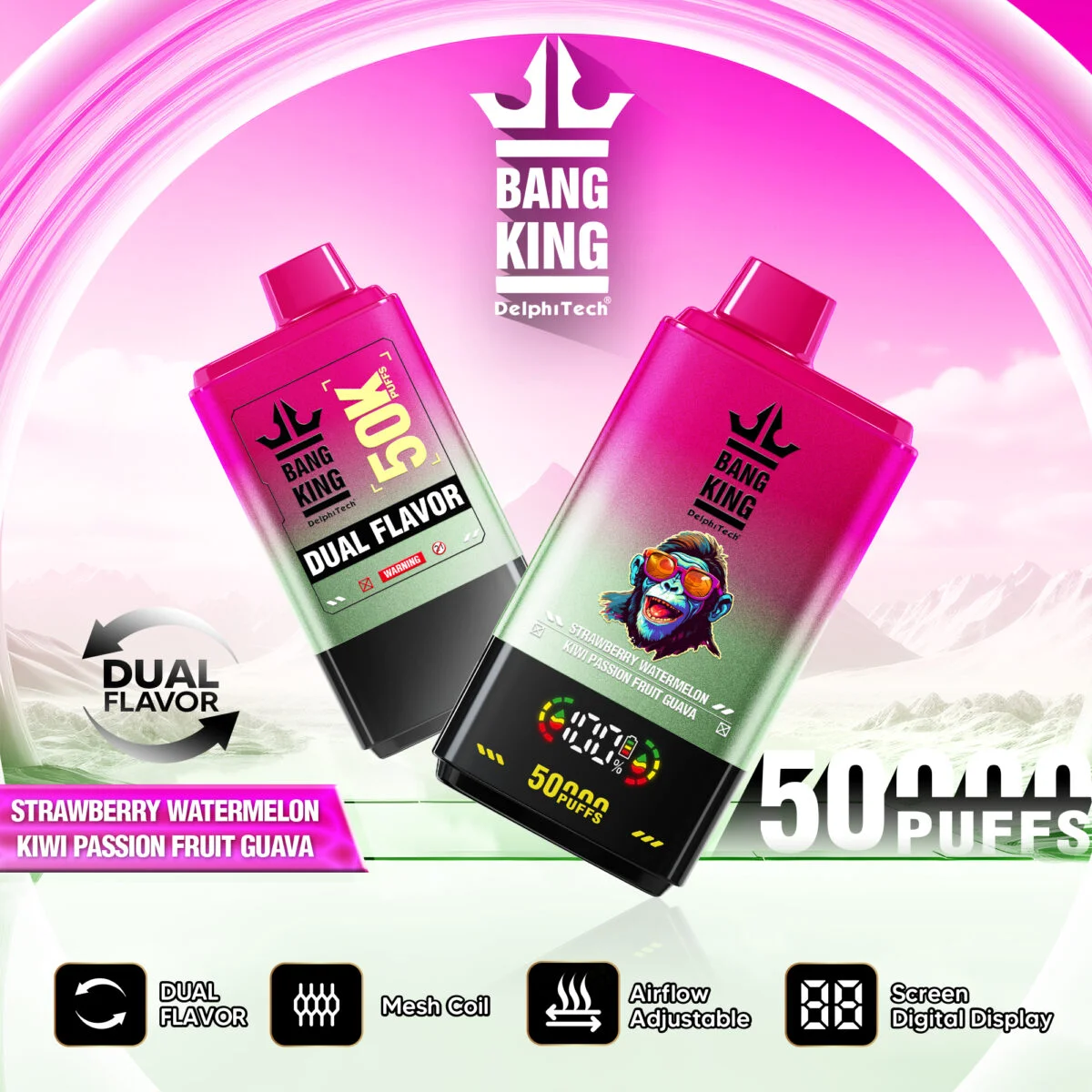 Bang King Dual Flavor 50K Puffs 2in1 egyszerhasználatos e-cigaretta