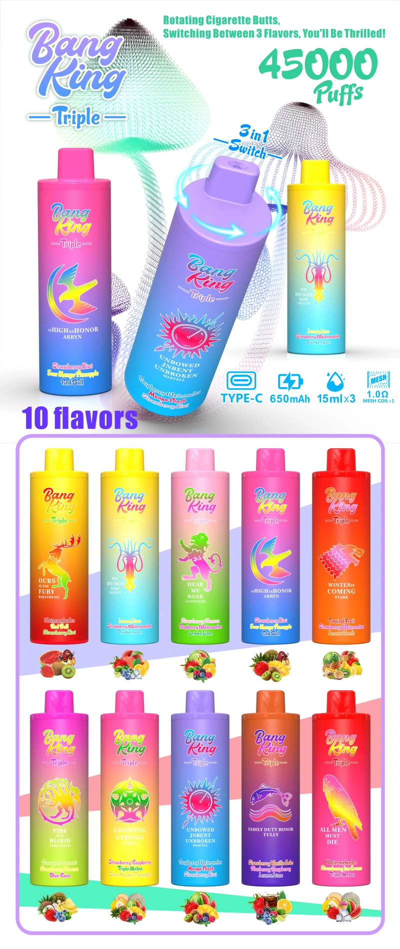 Bang King Triple 45K Puffs 3in1 egyszerhasználatos e-cigaretta